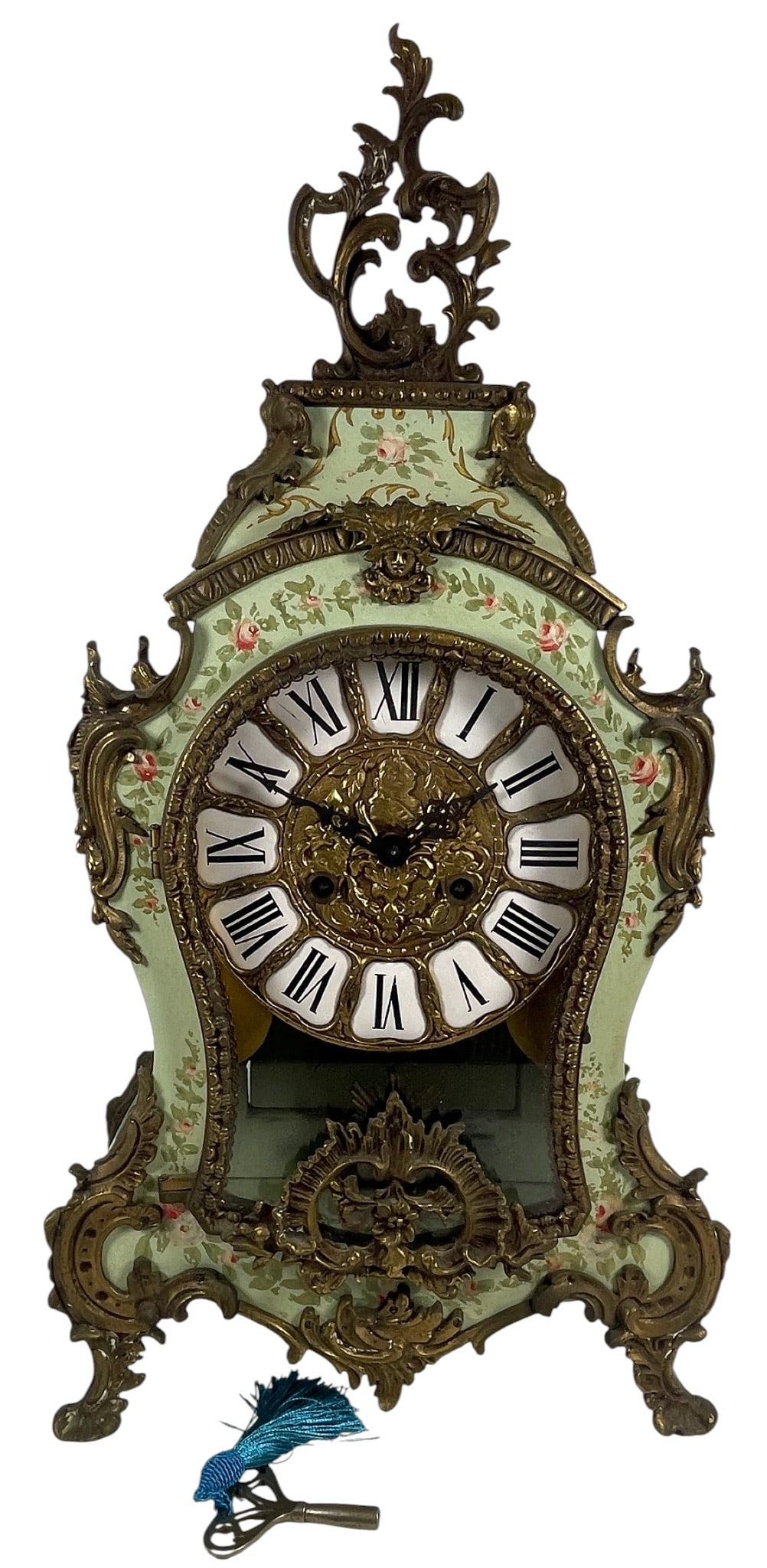 Louis XV Style Bronze Mounted Painted Wood Clock (1 of 10)