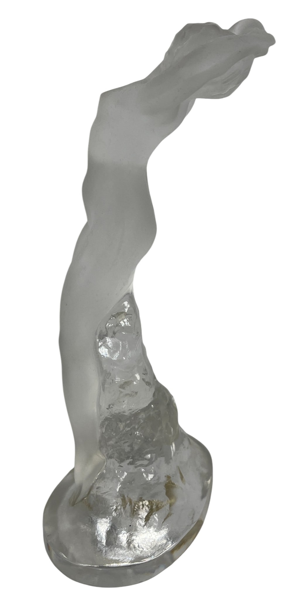 Lalique Crystal Danseuse Dancer Figurine 11908: Depicting a nude woman with her arms raised. Measures 9.25 inches high, overall good condition. No chips or cracks.