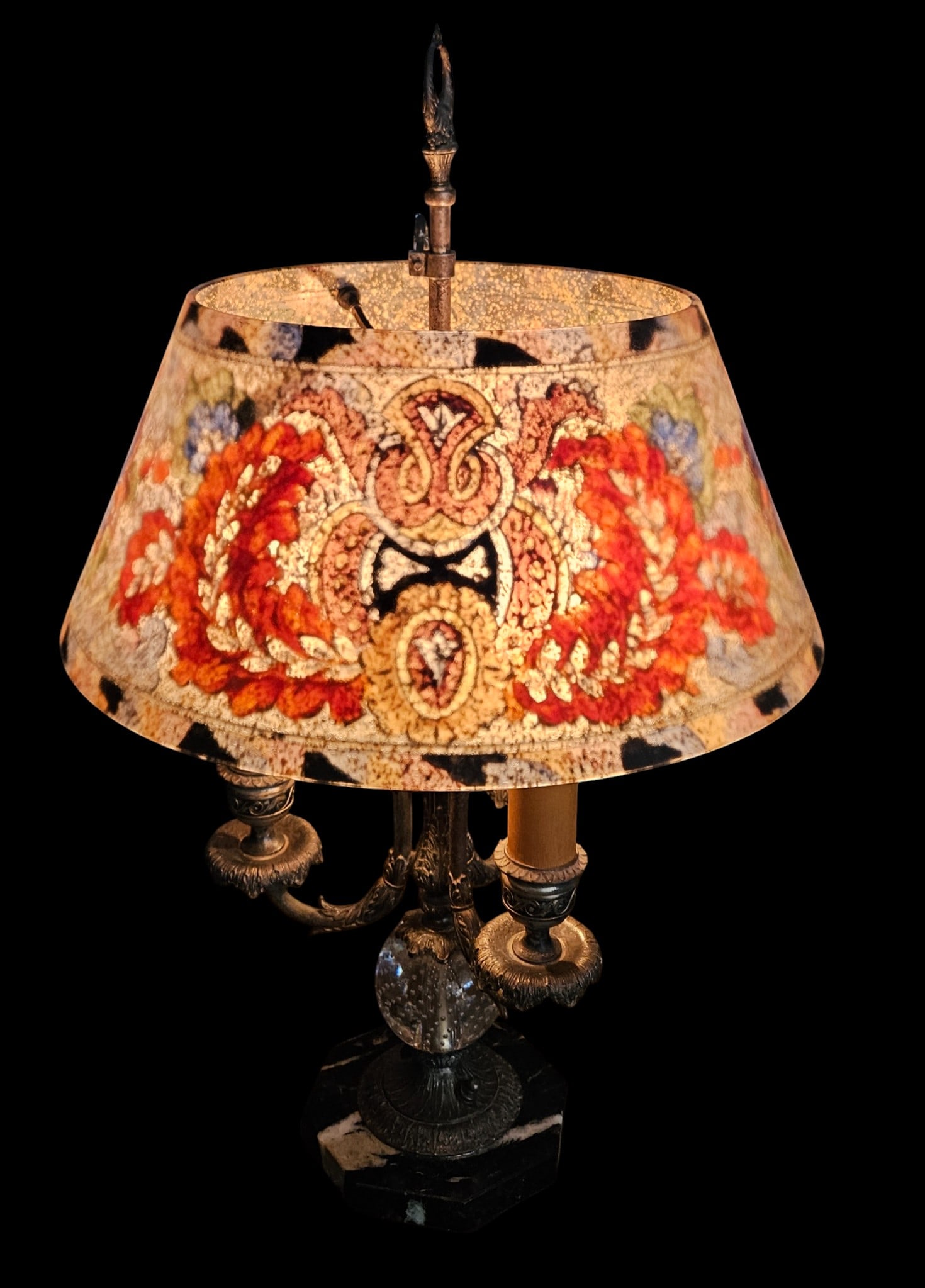 Pairpoint Reverse Painted 3 Arm Control Bubble Lamp - 2