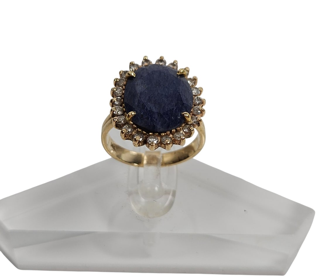 Vintage 14k Yellow Gold Diamond & Topaz Ring size 6.5 (1 of 4)