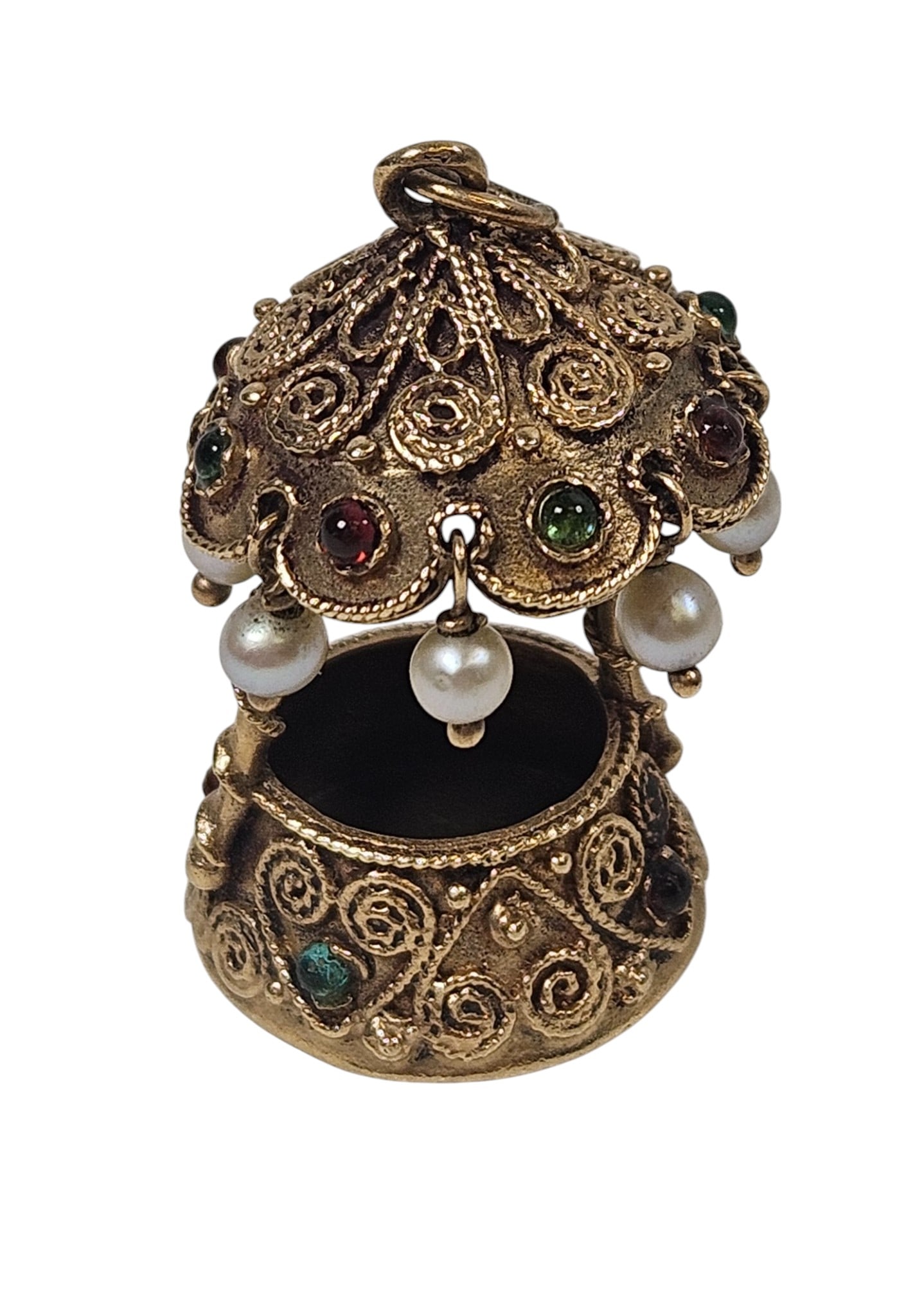 Vintage 14k Yellow Gold Jeweled Wishing Well Pendant (1 of 3)