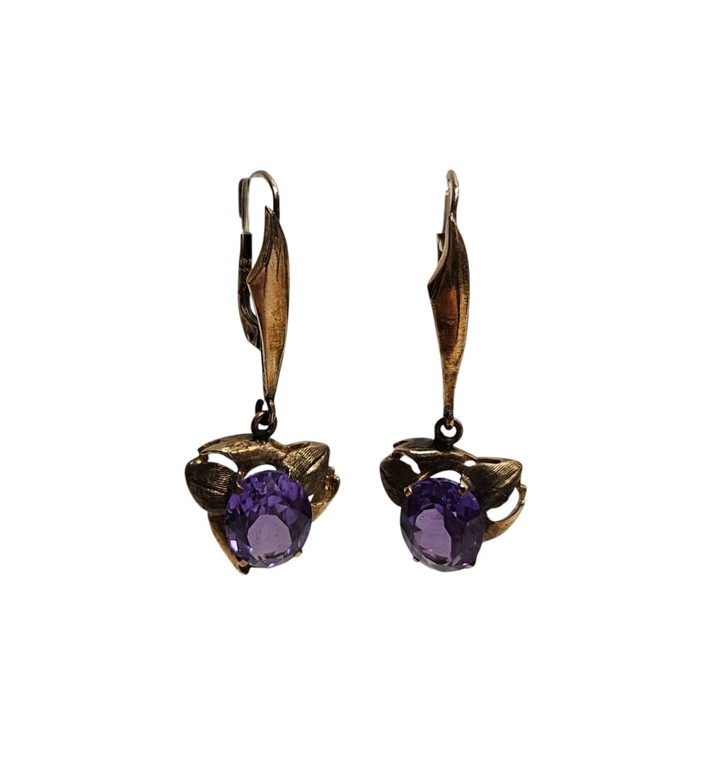 Victorian 14k Yellow Gold & Amethyst Earrings (1 of 3)