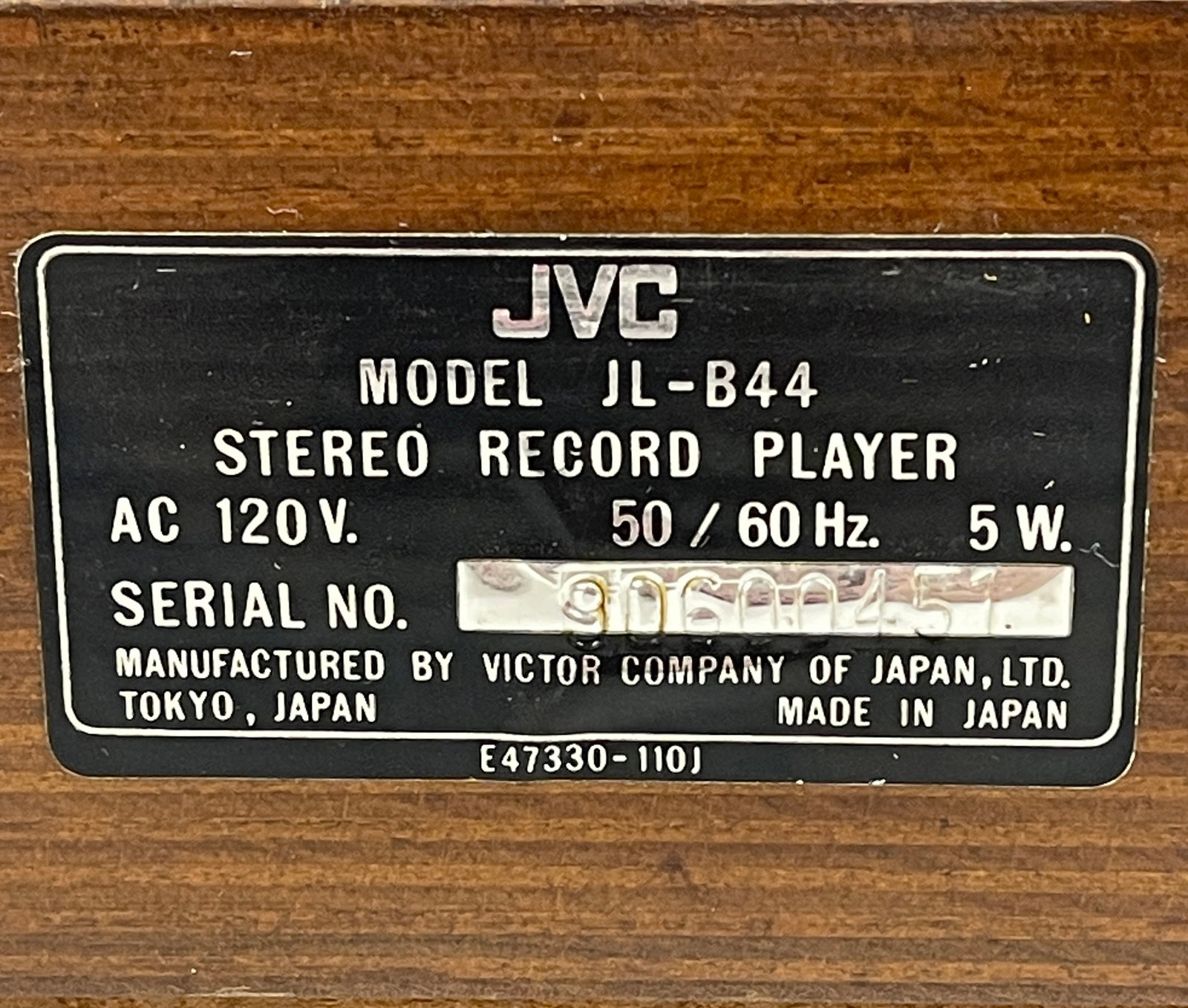 JVC JL-B44 2 Speed, Direct Drive Turntable, Walnut Base - 7
