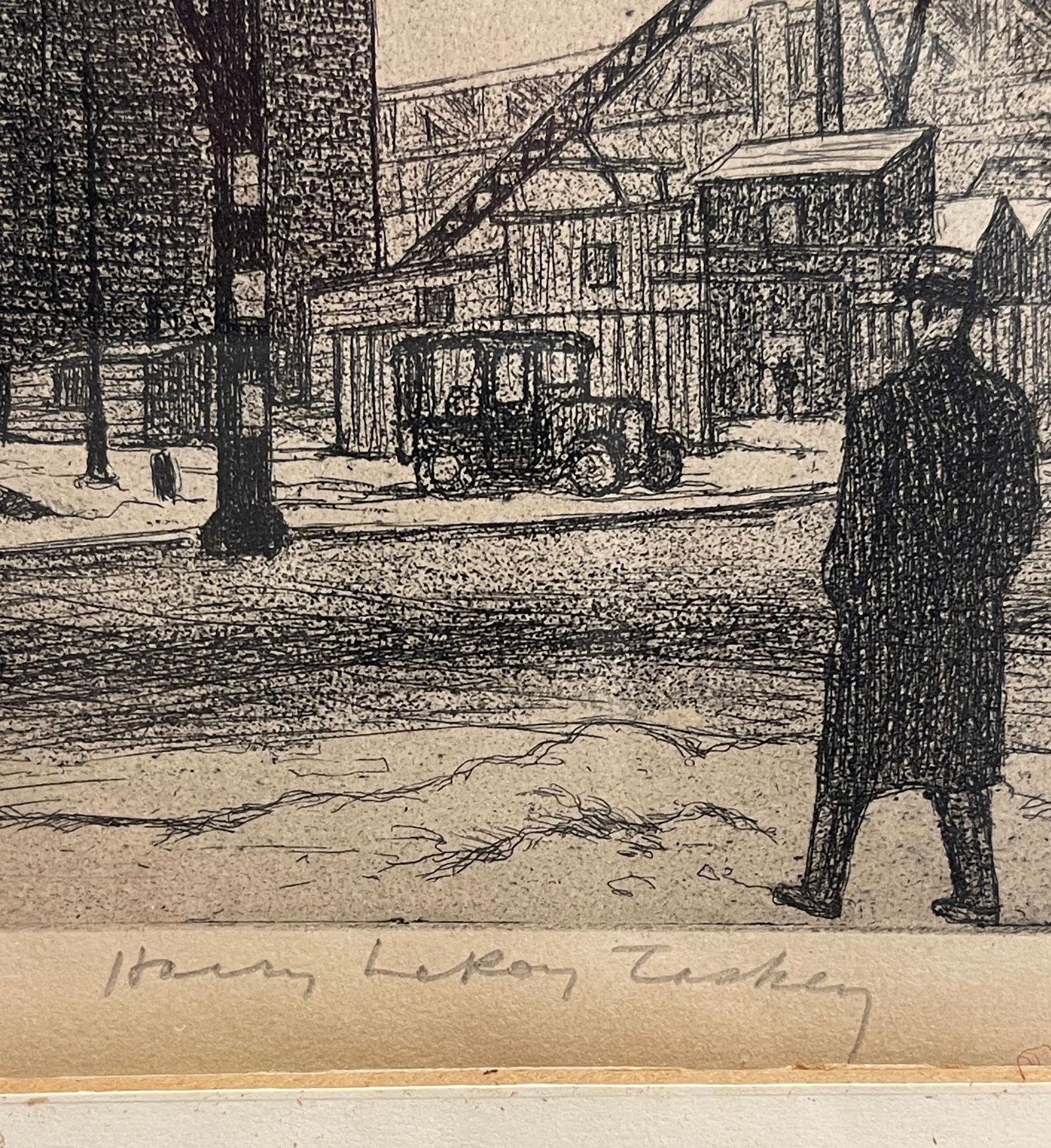 Harry LeRoy Taskey Etching Titled Brooklyn Bridge, c.1930s - 5