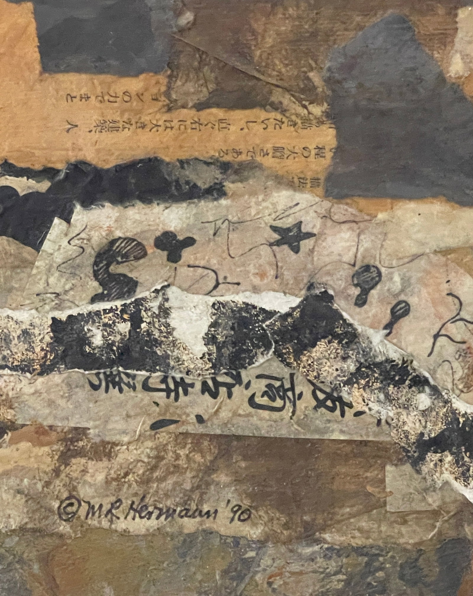 Mildred Hermann Ab Ex M/M Collage & Paint On Board, 1990 - 3