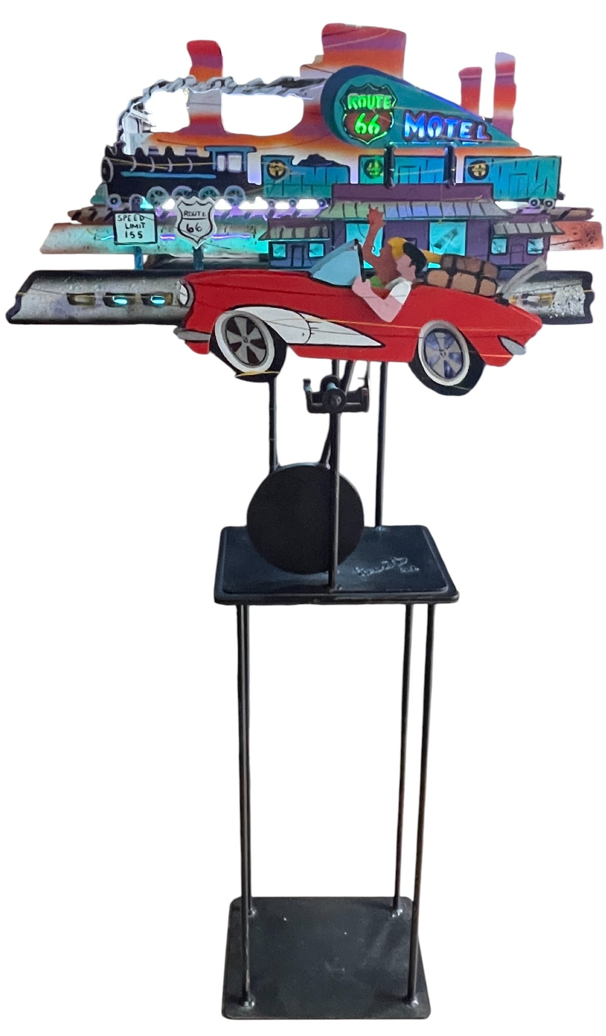 Frederick Prescott (American b. 1949) "Route 66' Neon Kinetic Sculpture (1 of 7)