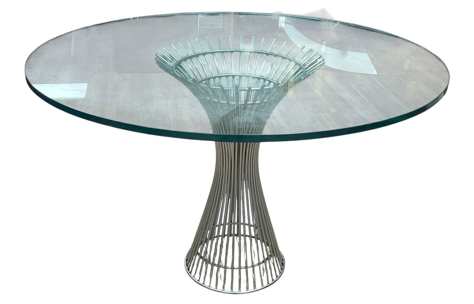 c1970 Worlds Away Powell Stainess Steel & Glass Dining Table (1 of 6)