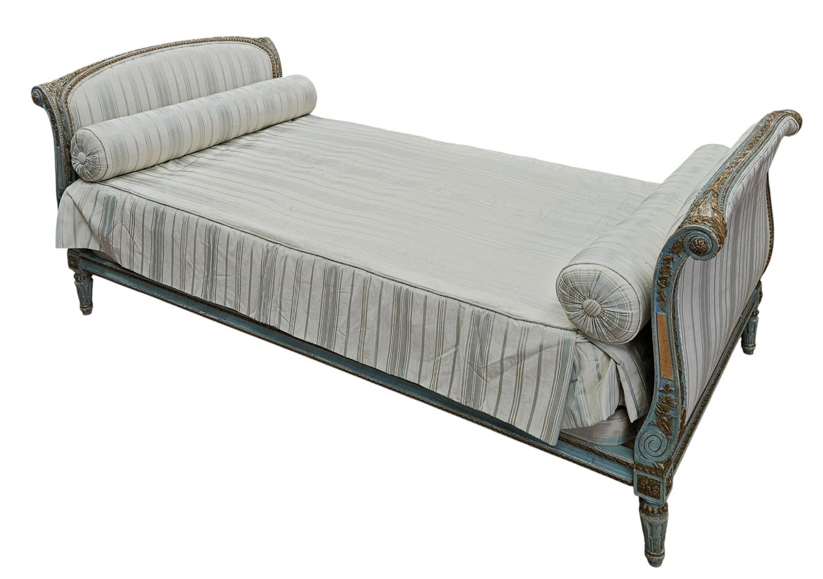 Louis XVI Style Parcel Gilt Turquoise Day Bed w/ Custom Box Spring (1 of 11)