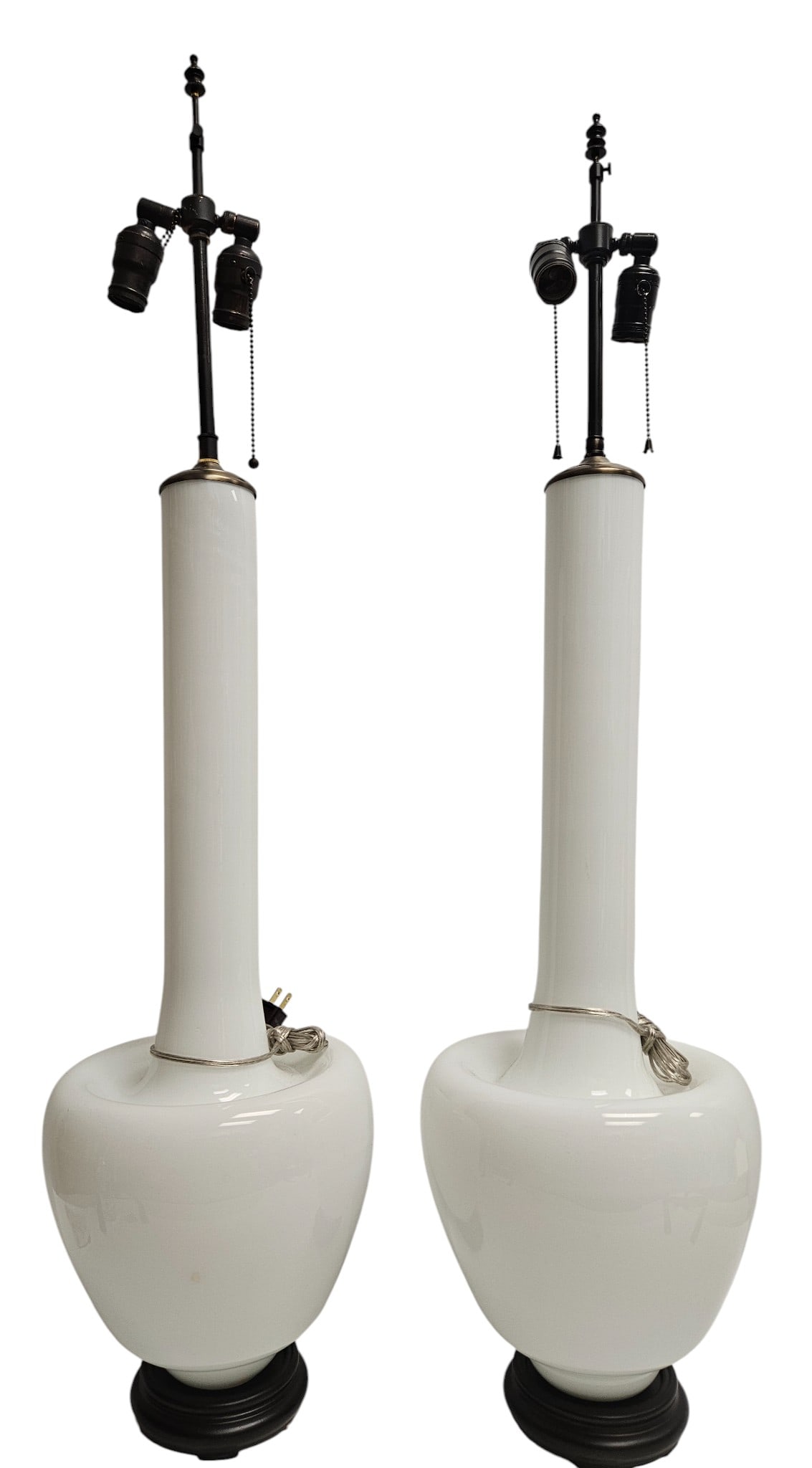 Pair Mid Century White Murano Glass Lamps (1 of 6)