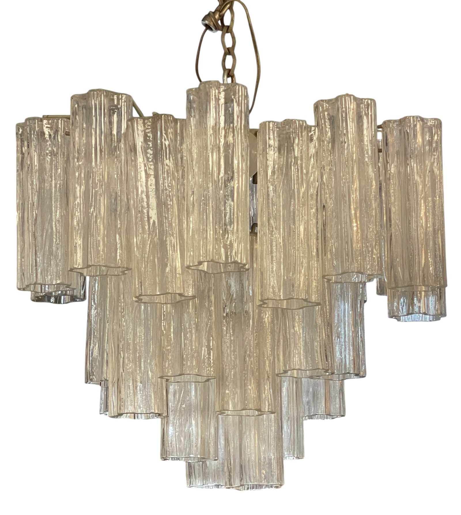 Mid Century Murano Tronchi Tube Flush Mount 3 Tier Chandelier (1 of 3)