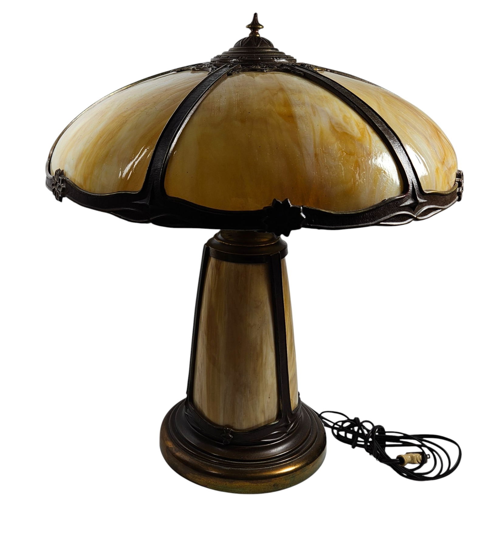 c1920 Caramel Slag Glass Lighthouse Base Lamp (1 of 5)