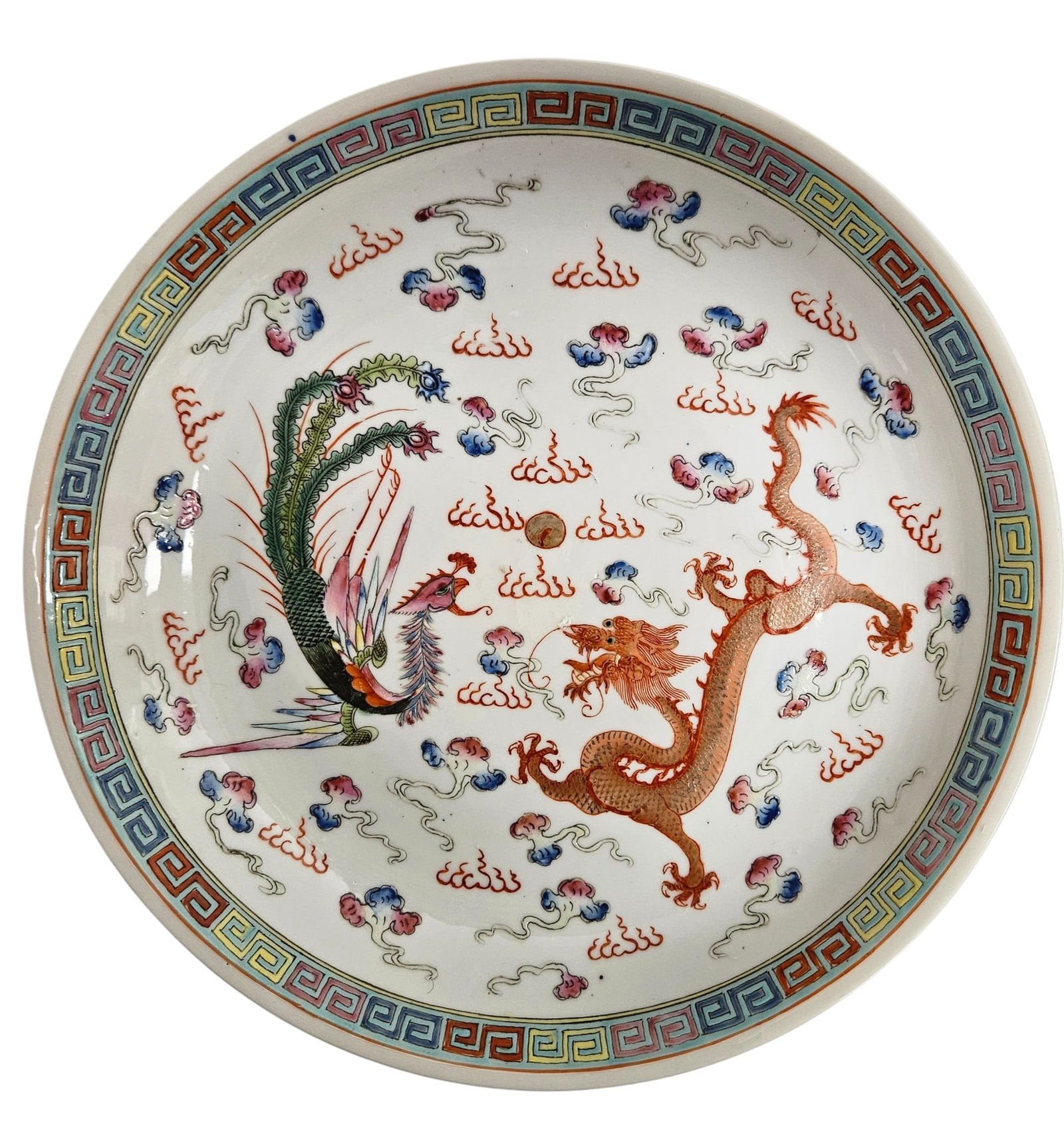 18th Century Quianlong Reign Chinese Porcelain Dragon & Phoenix Bowl: Bowl measures 1.75 inches high, 9.5 inches wide. Overall good condition, no chips, cracks, breaks or repairs. Checked with a UV light.