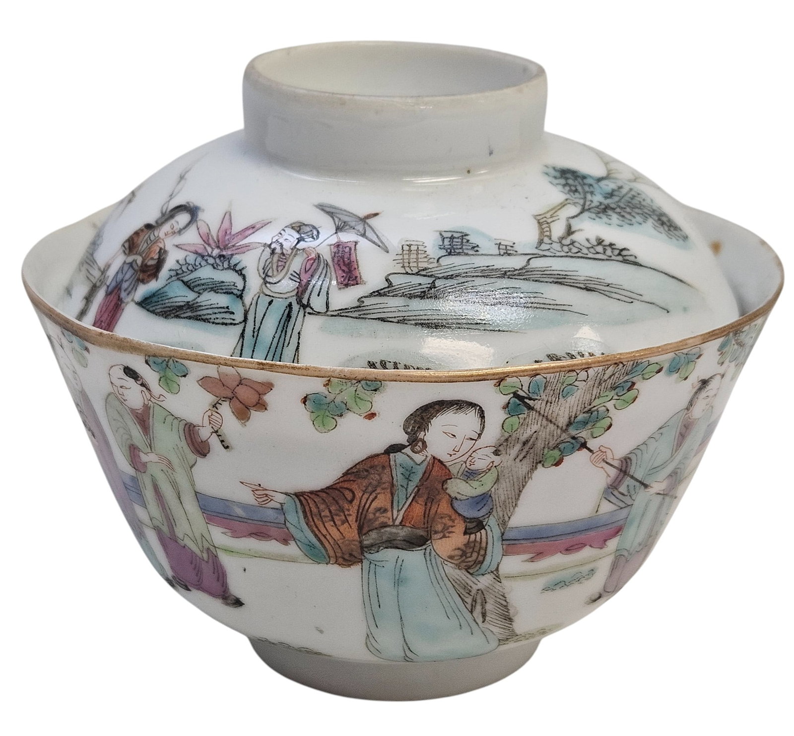19th Century Guangxu Chinese Famille Rose Porcelain Covered Bowl Gaiwan (1 of 9)