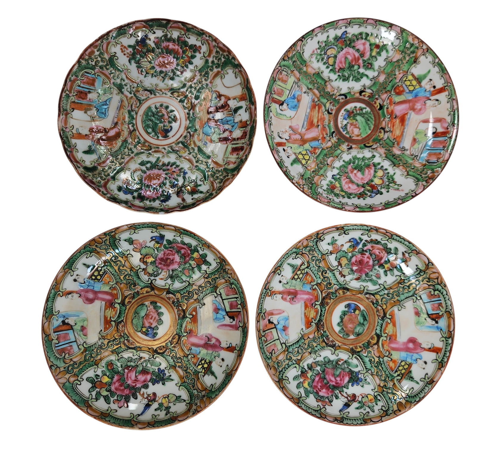 (4) 19th Century Chinese Rose Medallion Plates (1 of 6)