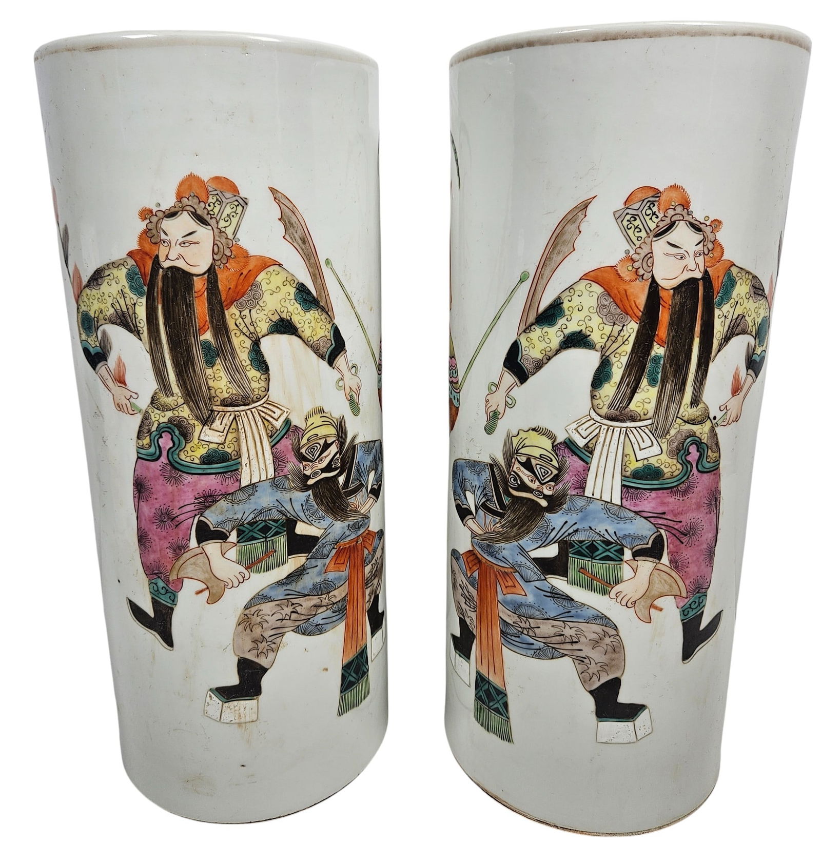 Pair Tongzhi Period Chinese Famille Rose Hat Stand Vases (1 of 7)