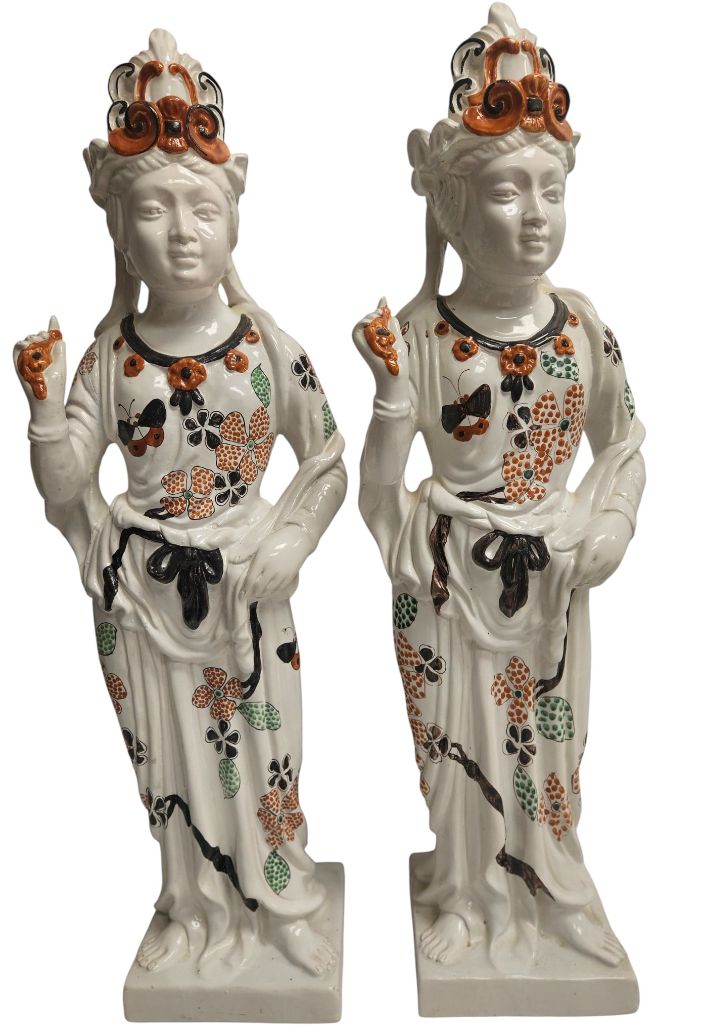 Pair Vintage Asian Inspired Porcelain Guan Yin Statues (1 of 9)