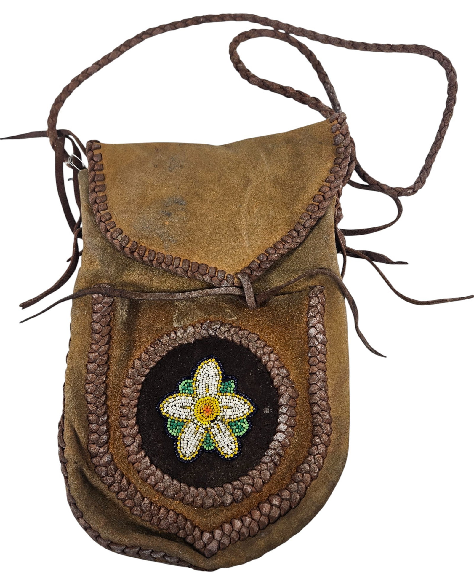 Vintage Native American Beaded Leather Pouch Medicine Bag (1 of 6)