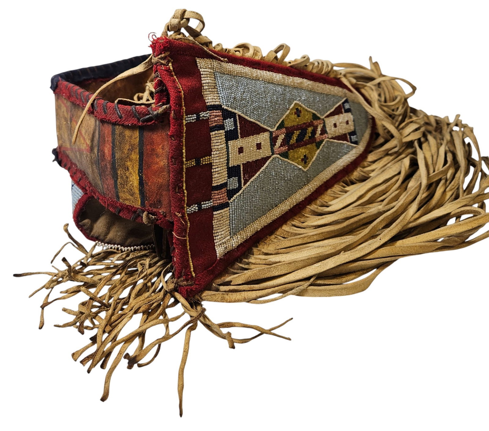 c1900 Crow Beaded Parfleche Lance Case - 4