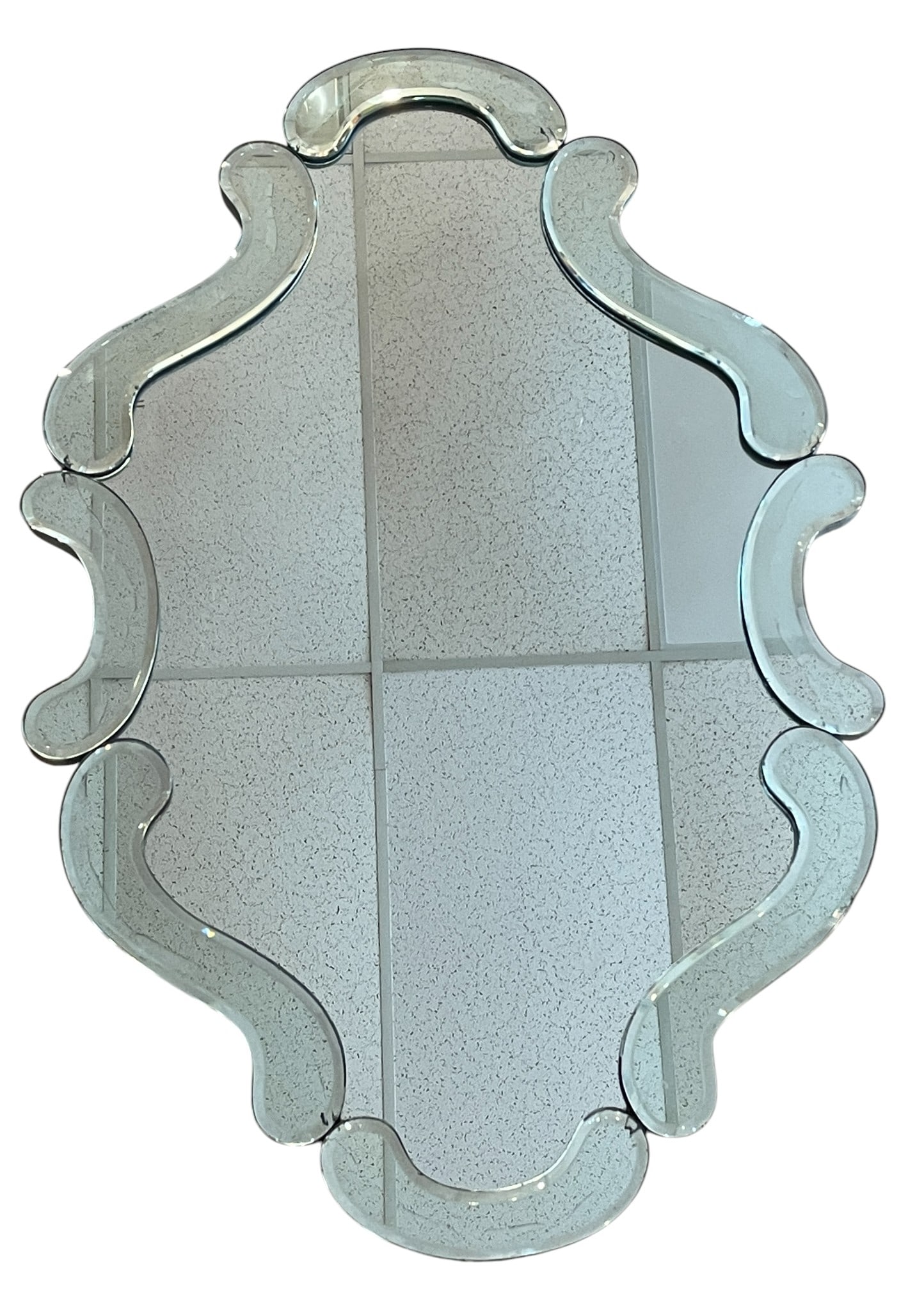 Pair c1940 Hollywood Regency Scalloped Edge Mirrors - 3