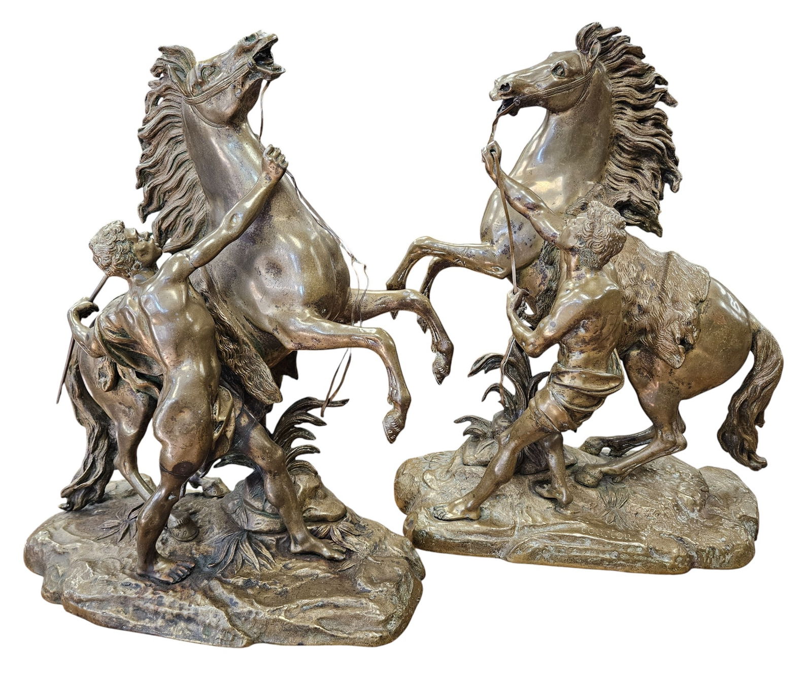 After Guillaume Coustgou Pair French Bronze Sculptures of Marly Horses (1 of 10)