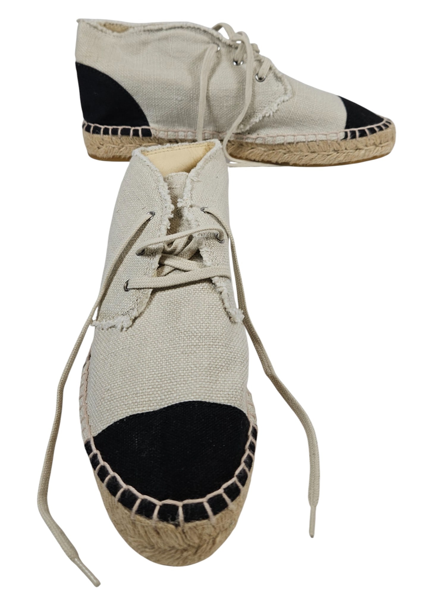 New old Stock Chanel Canvas Black & White High Top Espadrille Sneakers (1 of 7)
