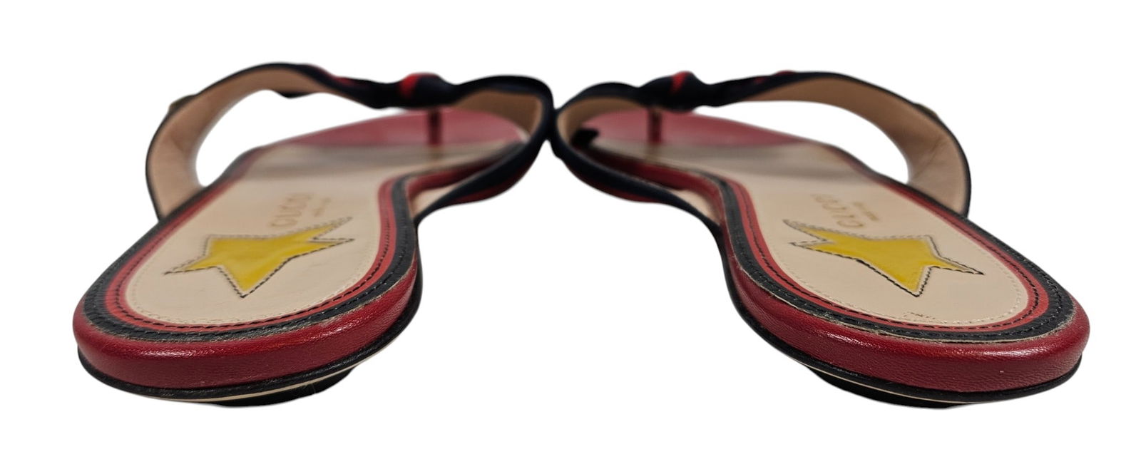 Gucci Red & Blue Aline Bow Thong Sandals - 3