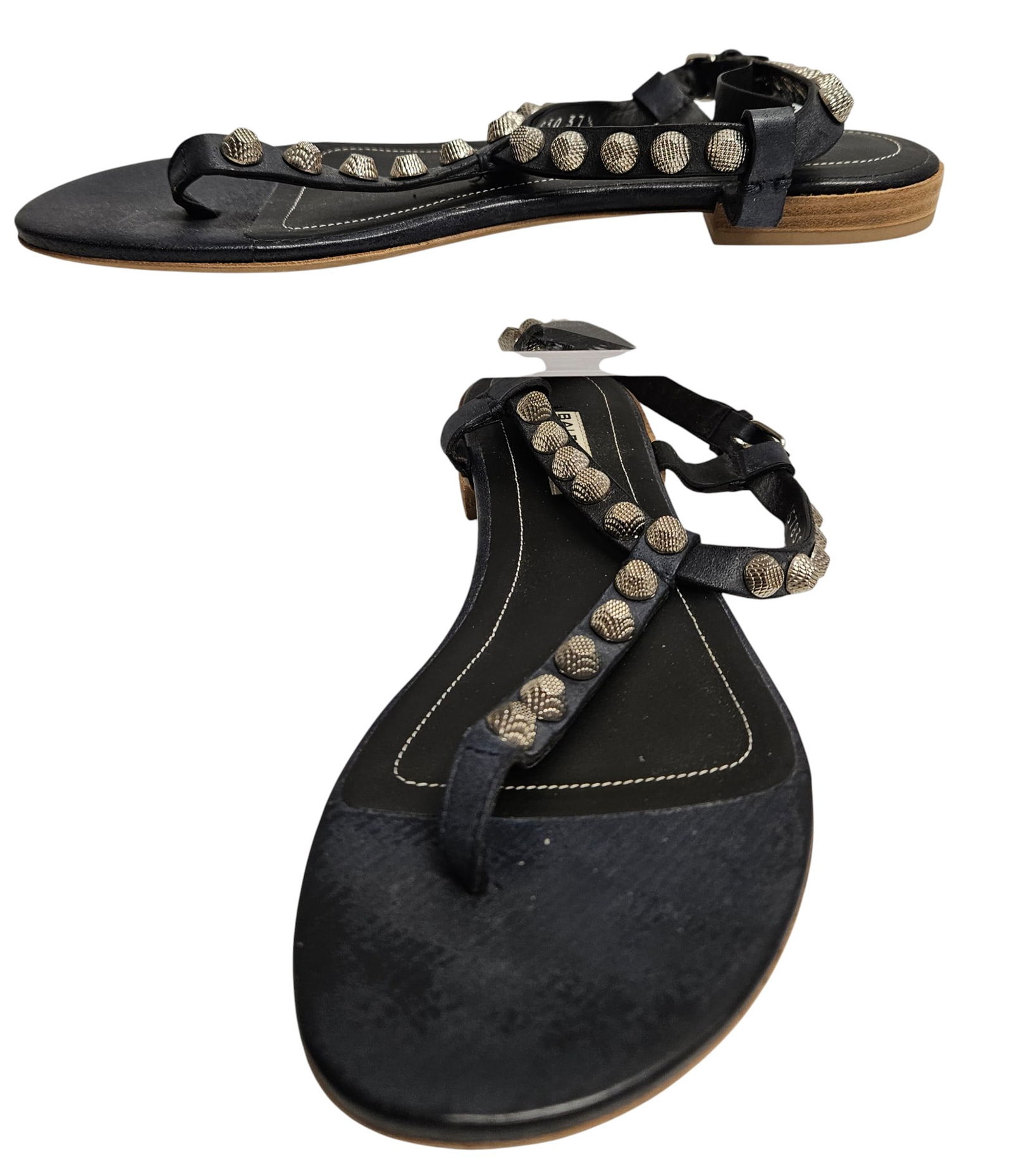 New old Stock Balenciaga Arena Studded Flat Sandals: Never worn. Size 37.5. No box.