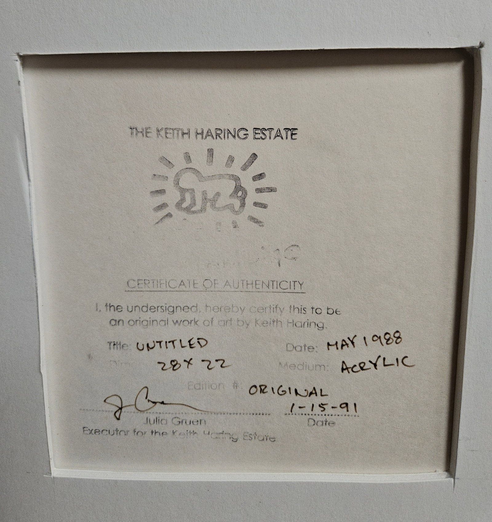 Pop Art Keith Haring (American 1958 - 1990) Acrylic on Paper 1998 - 4