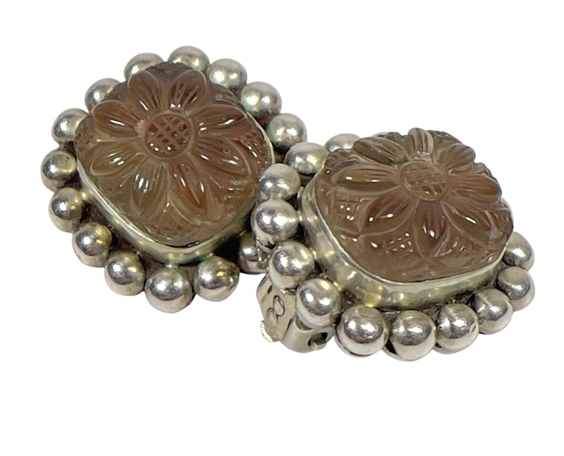 Stephen Dweck Sterling Silver & Carved Smoky Topaz Earrings (1 of 4)