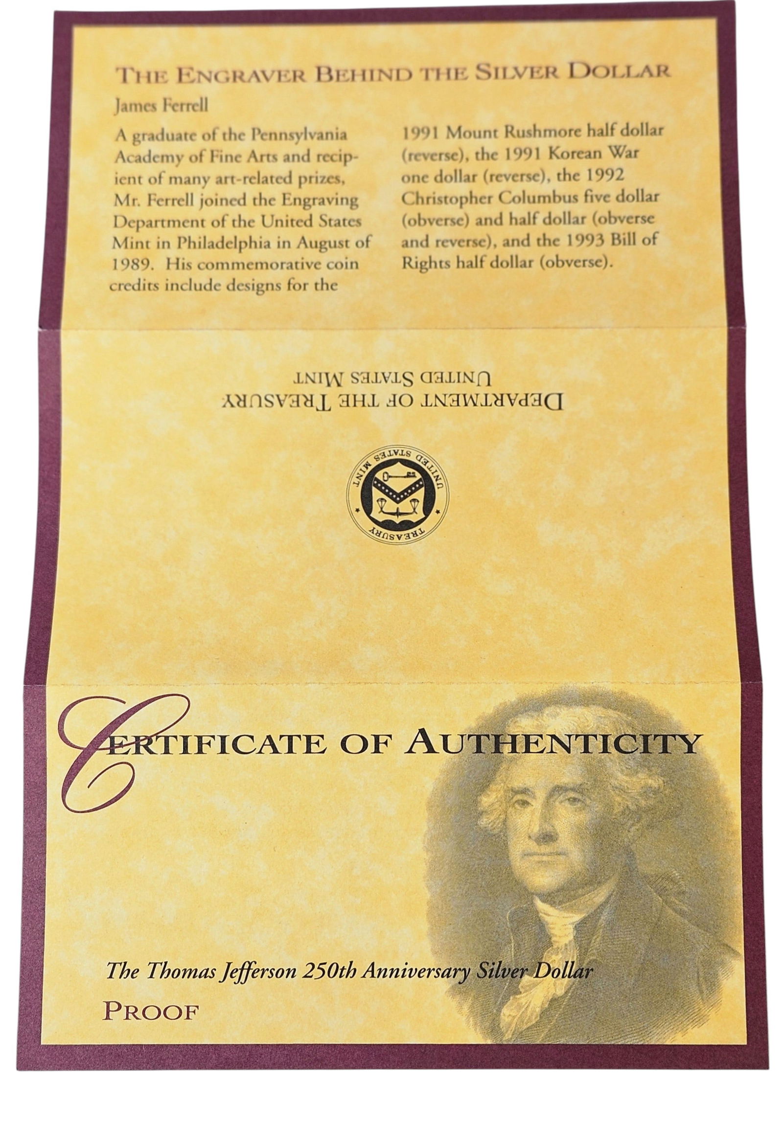 (2) 1991 US Mint USO Silver Dollar Proofs - 7