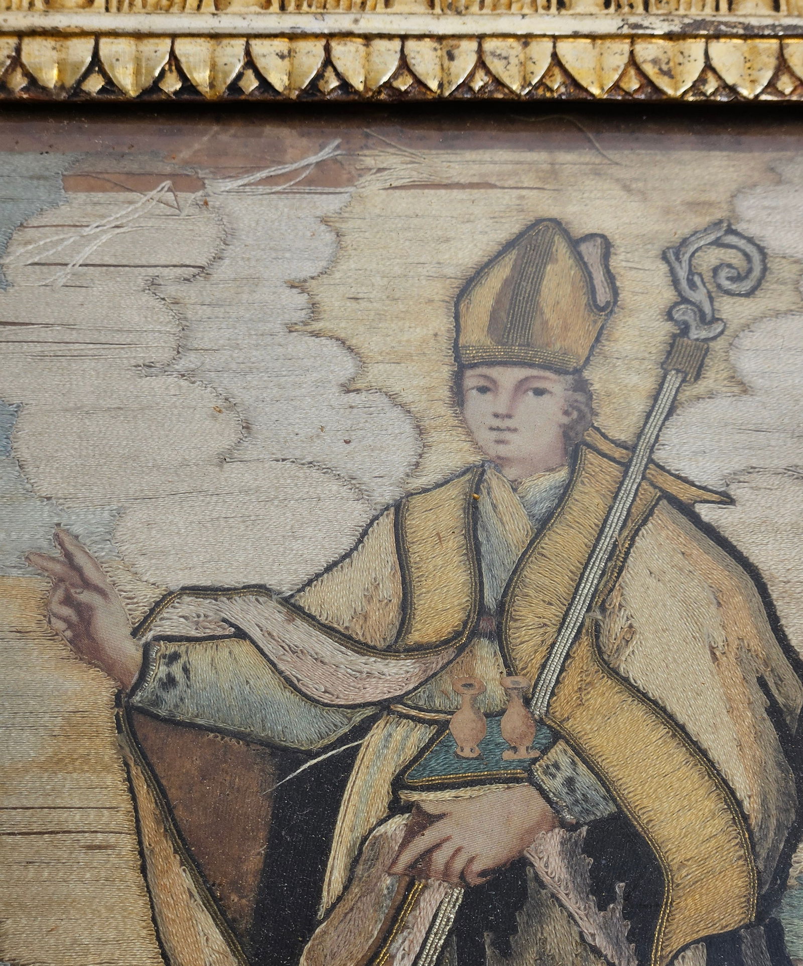 Pair 19th Century Needlepoints in Gilt Frames - 3