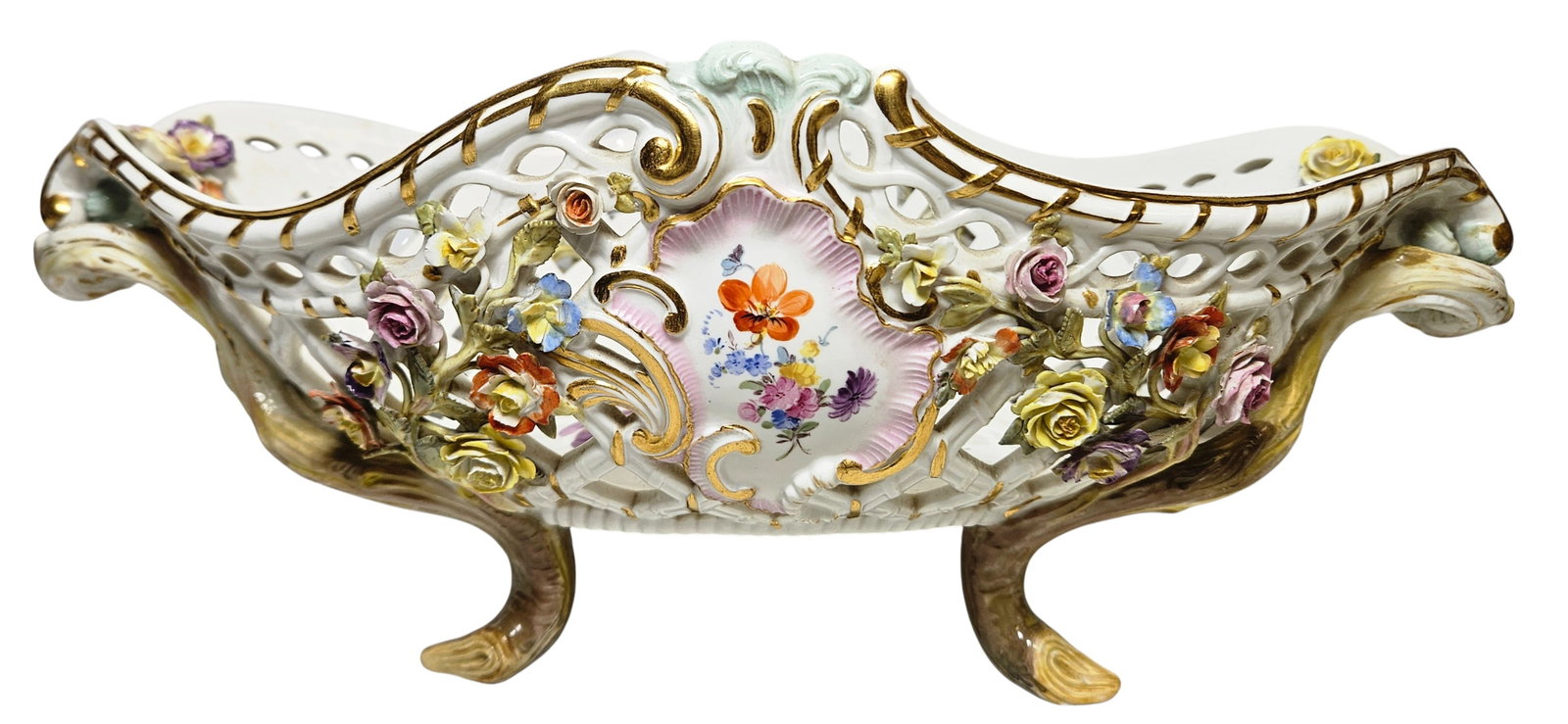 19th Century Meissen Reticulated Oval Footed Center Bowl (1 of 10)