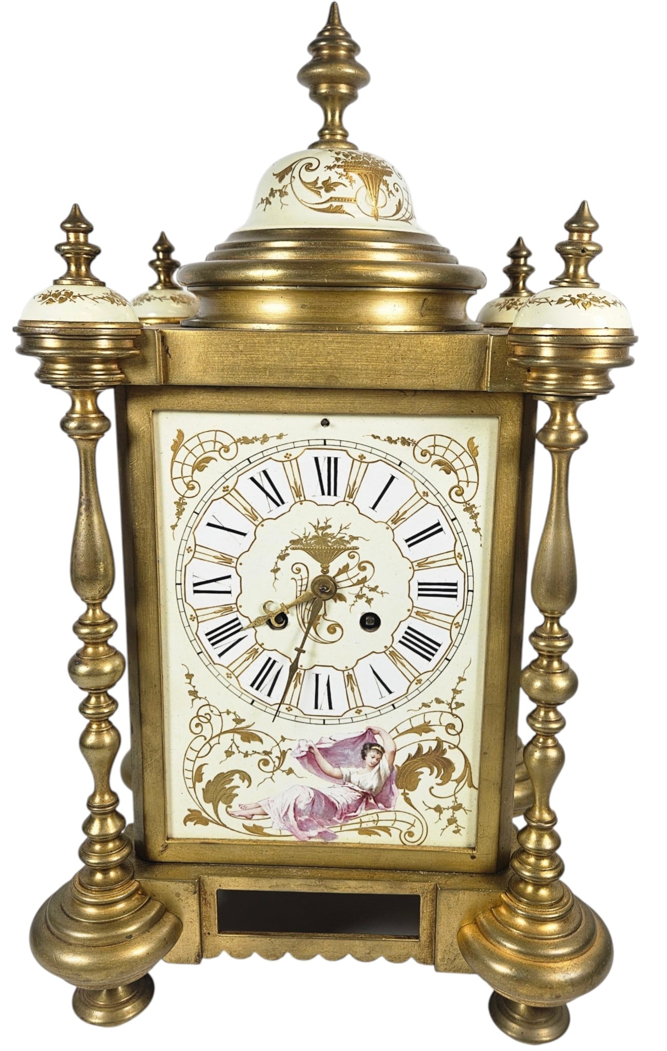 19th Century Rococo Style French Bronze & Porcelain Mantle Clock (1 of 6)