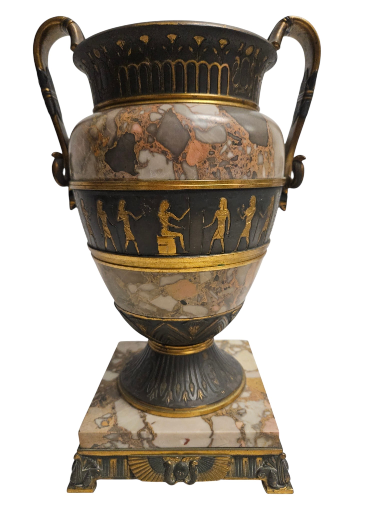19th Century French Empire Egyptian Revival Bronze & Marble Urn (1 of 7)