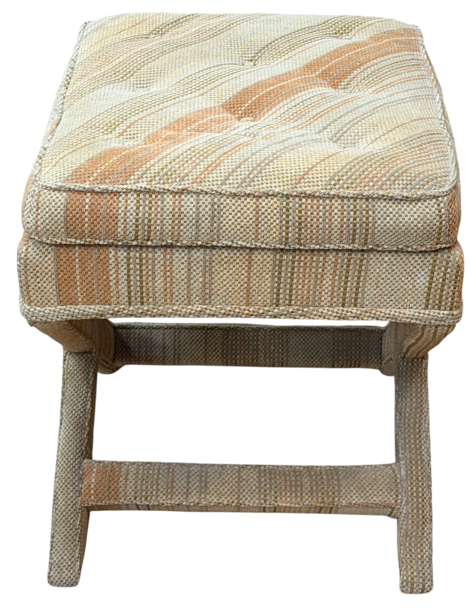 Pair Hollywood Regency Billy Baldwin Style Upholstered Stools - 4