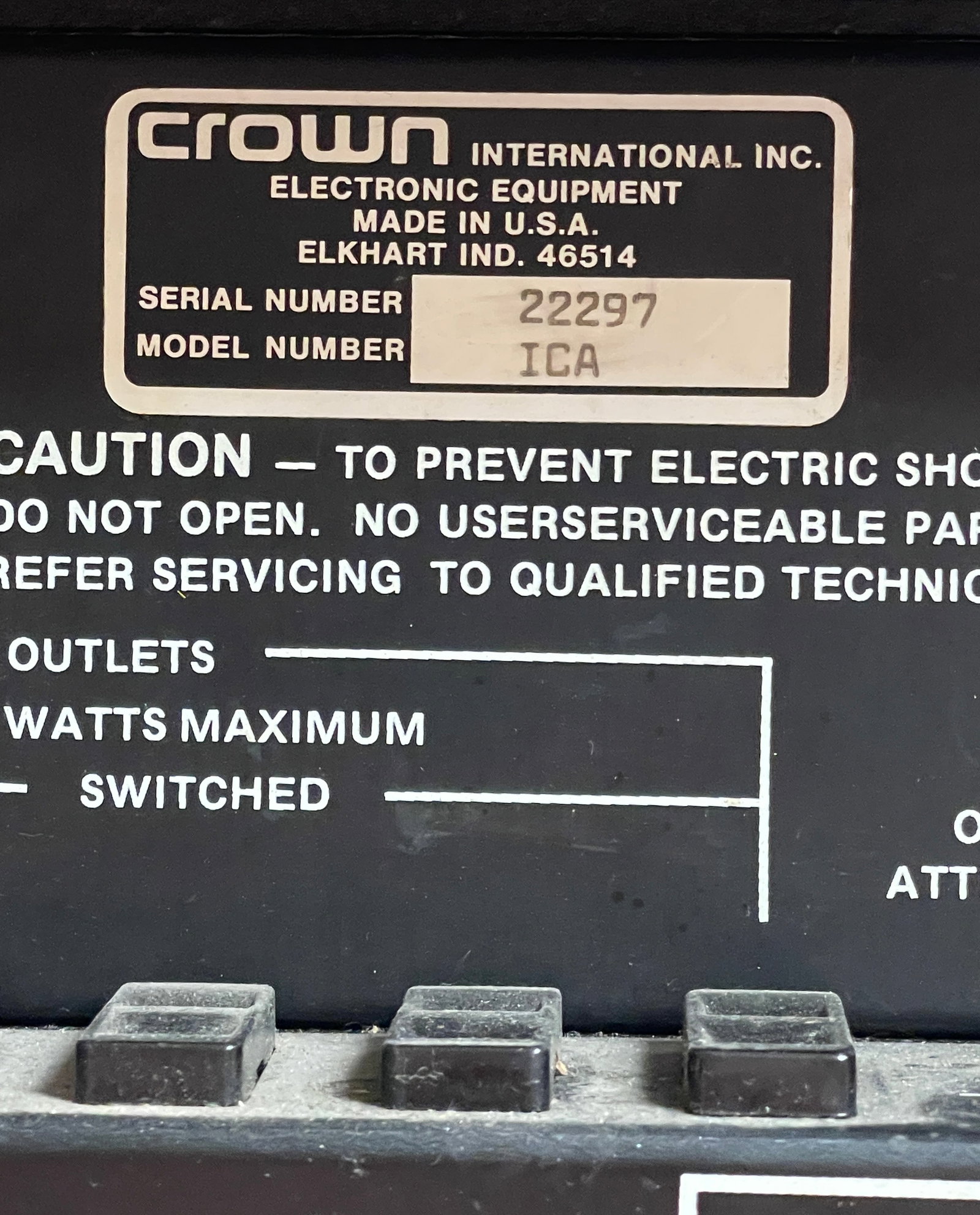 Crown Audio Model ICA IC-150A Stereo Preamplifier - 6