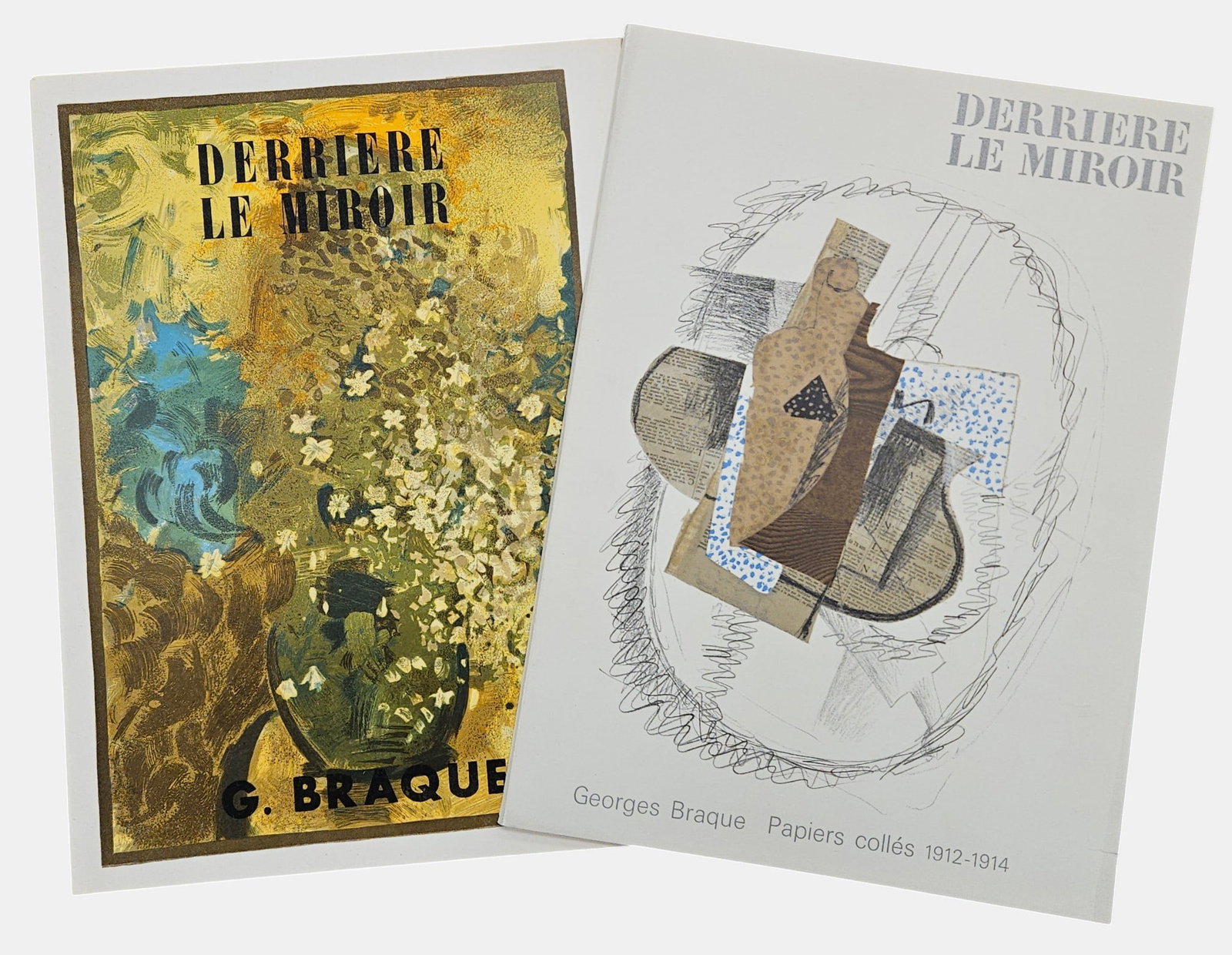 (2) G Braque Derriere Le Miroir Lithograph Plates in Folios: (5) total colored lithographs. Maeght 1963. Appears to be complete folios, please see photos.