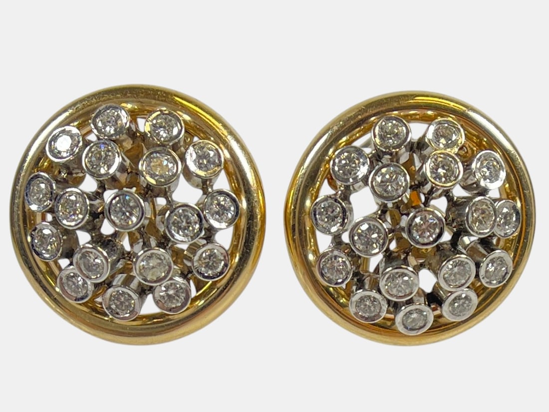 Mid Century 14k (2) Carat Diamond Starburst Earrings (1 of 5)