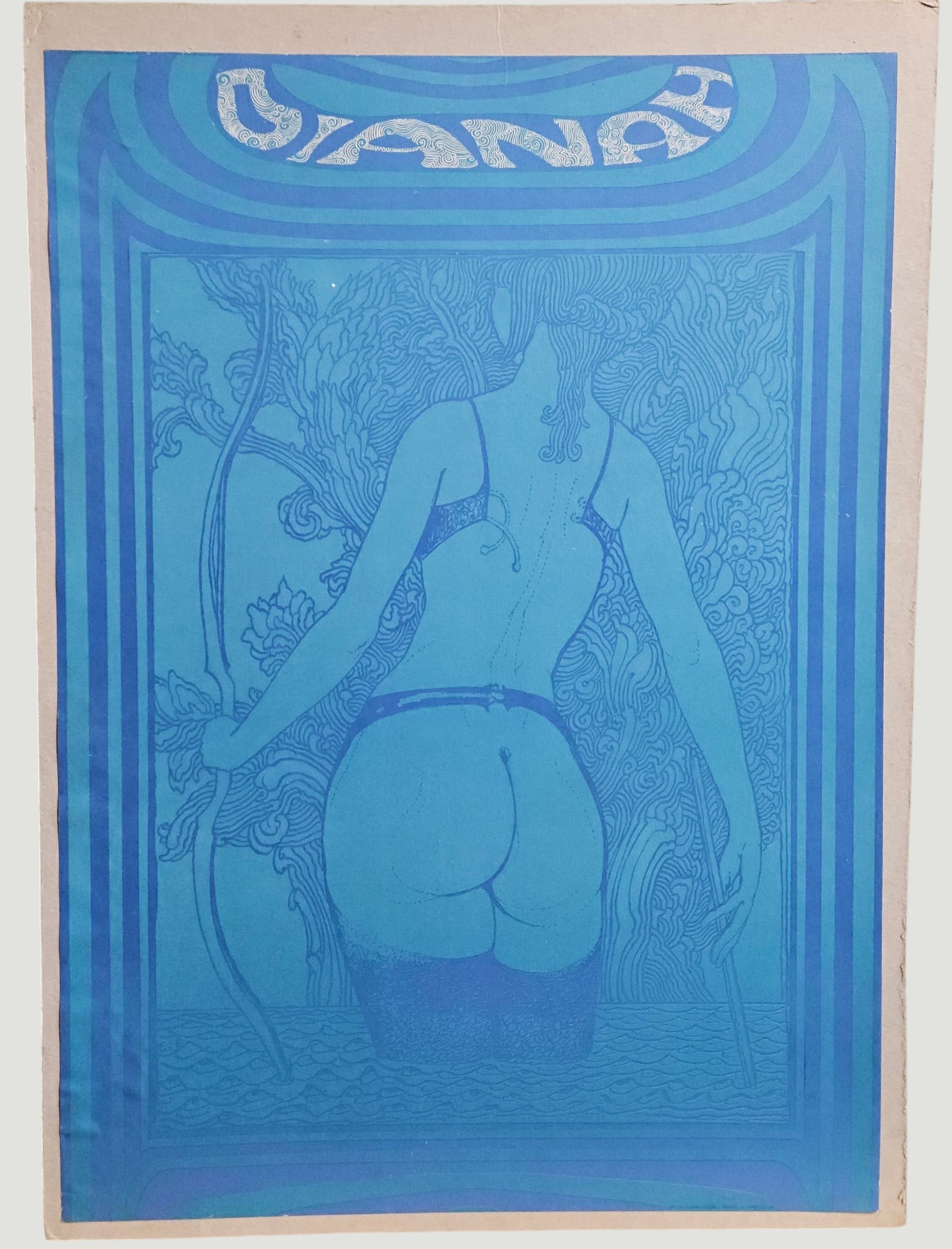 Ernst Fuchs Studio Druck Gistel Cie. Poster Titled DIANAH: Ernst Fuchs (New York, Austria, 1930 - 2015) Psychedelic poster titled "DIANAH", c. 1960s. Good condition poster of a partially nude female from the back. Poster has toning, edge wear and light