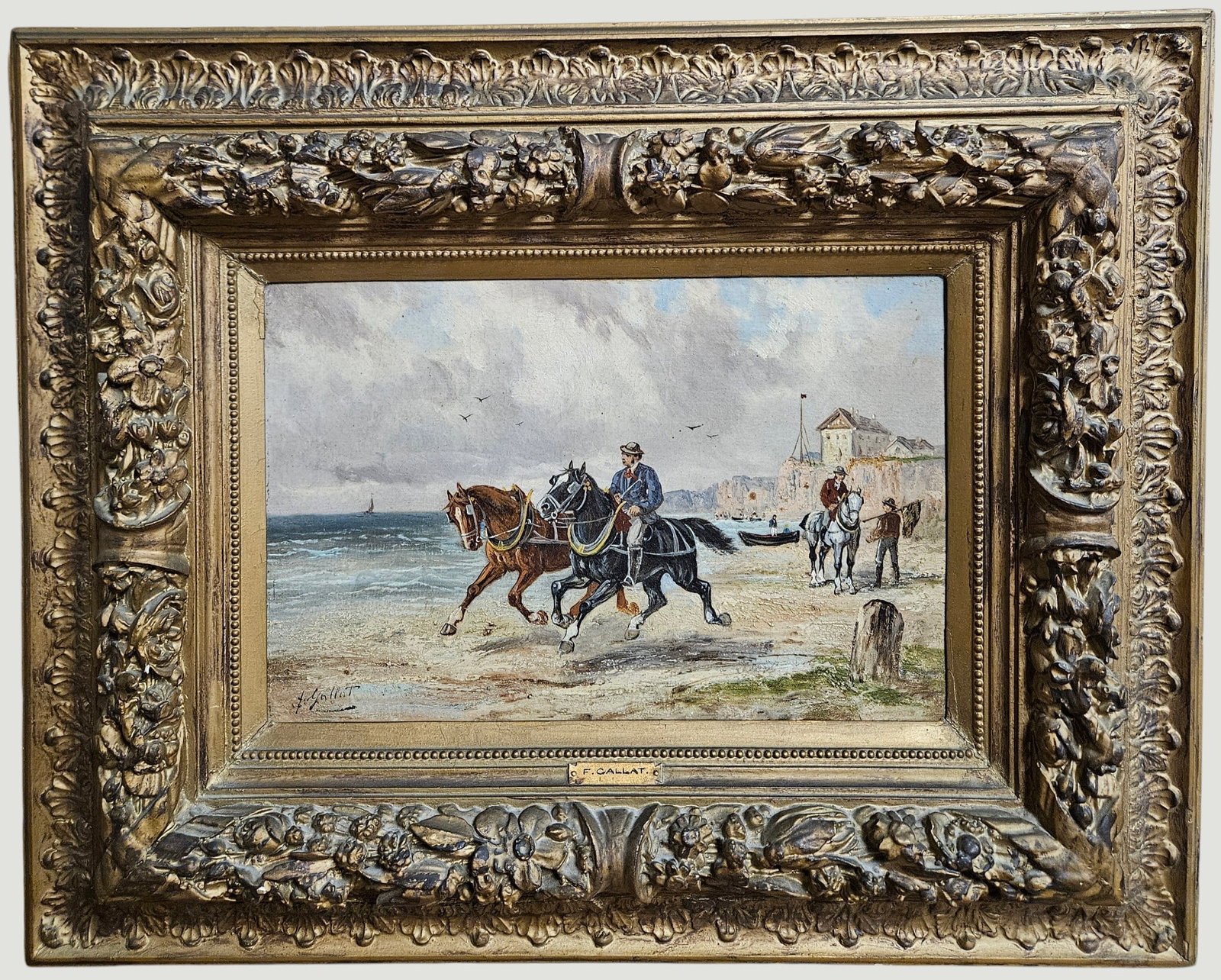 19th Century Oil on Canvas Scottish Coastal Scene Signed I Gallat (1 of 3)