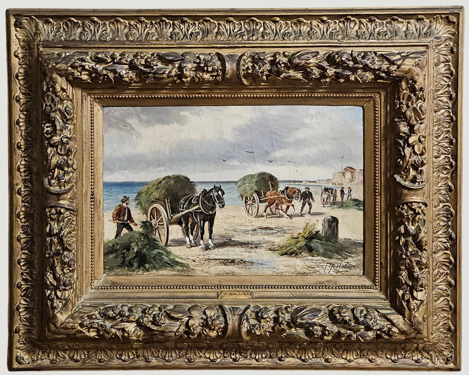 19th Century Oil on Canvas Scottish Coastal Scene Signed I Gallat (1 of 4)