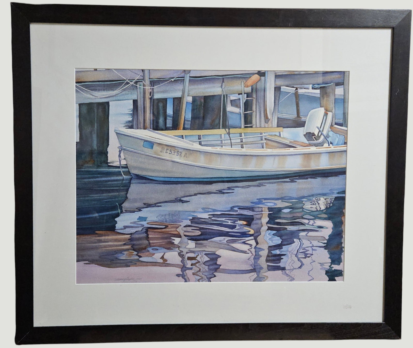 Nancy Meadows Taylor (American, 20th / 21st Century) Watercolor Harbor Scene (1 of 2)