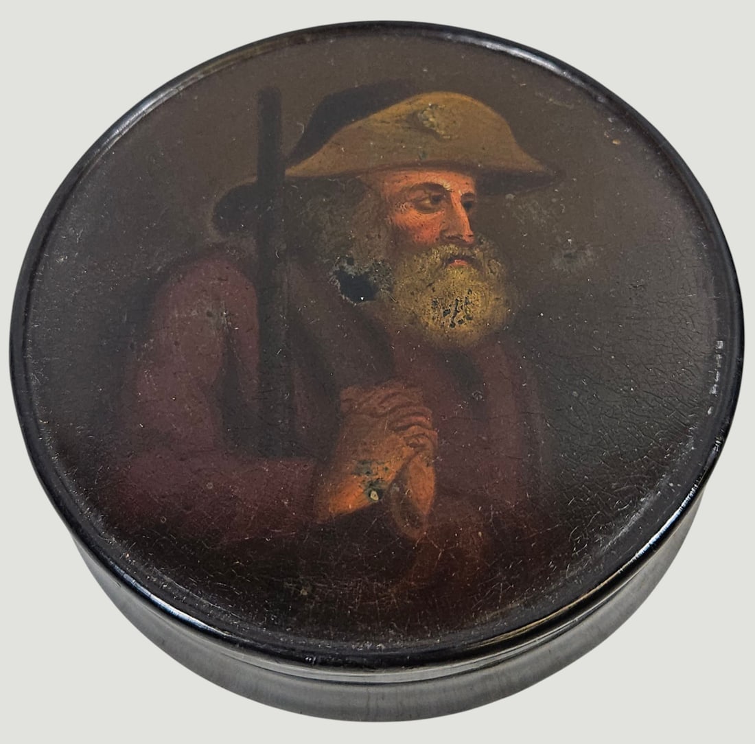 19th Century Papier Mache Snuff Box with Portrait (1 of 6)