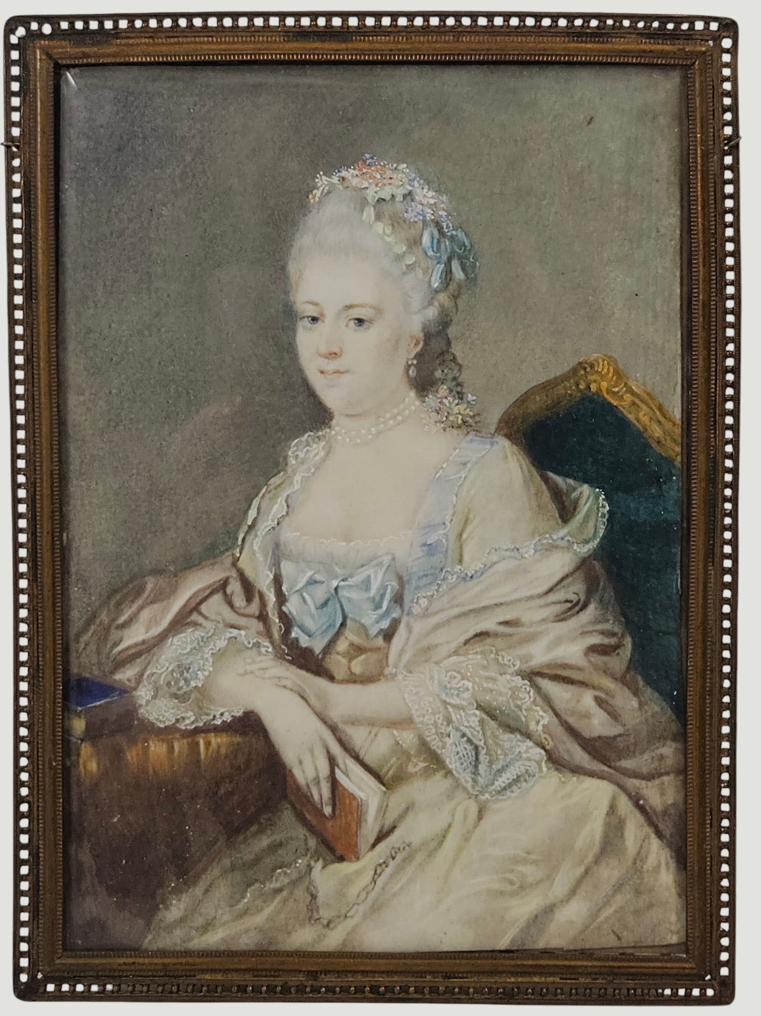 19th Century French Portrait Miniature Classical Maiden (1 of 3)