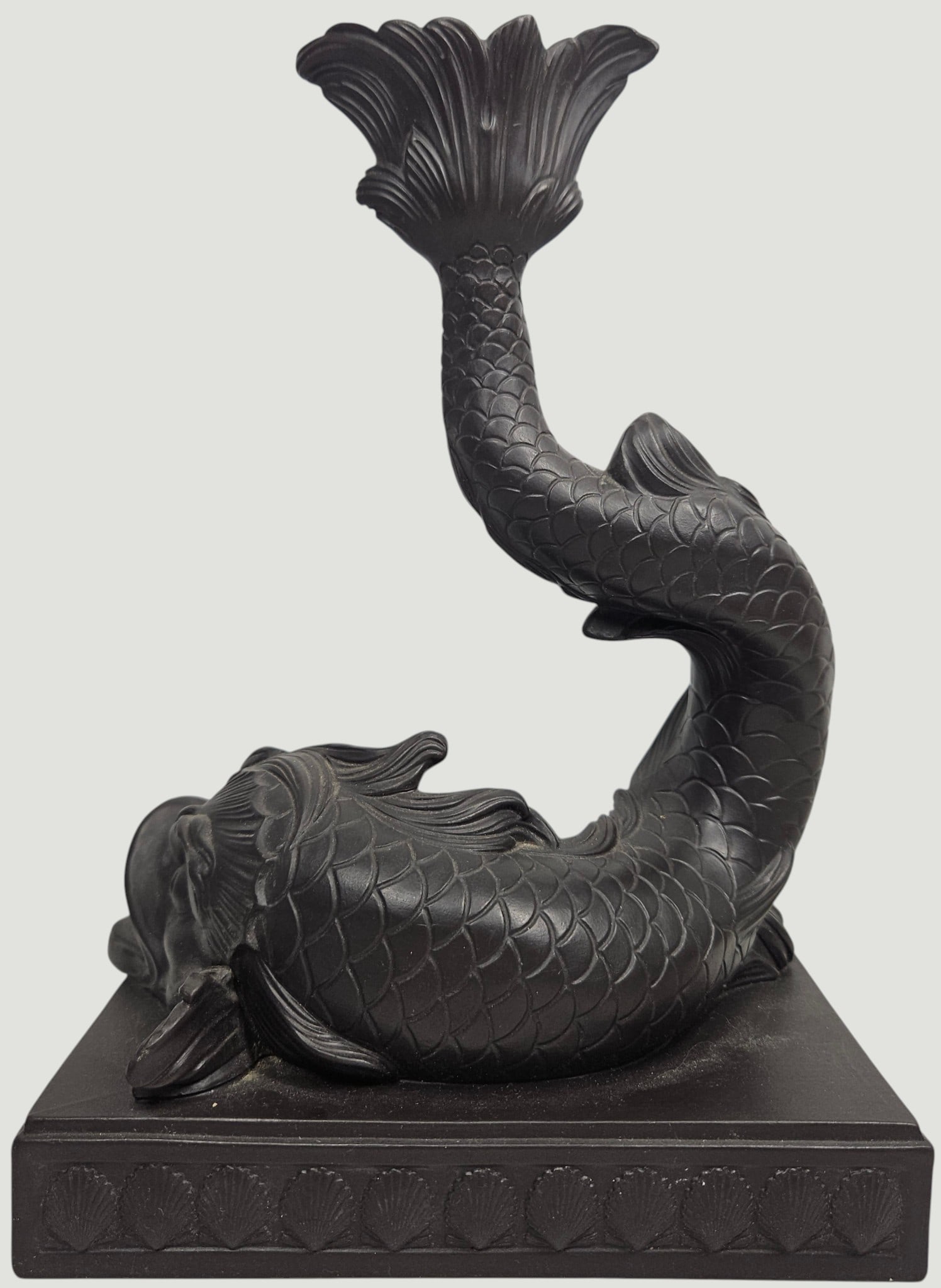 Wedgwood Black Basalt Dolphin Candlestick - 3