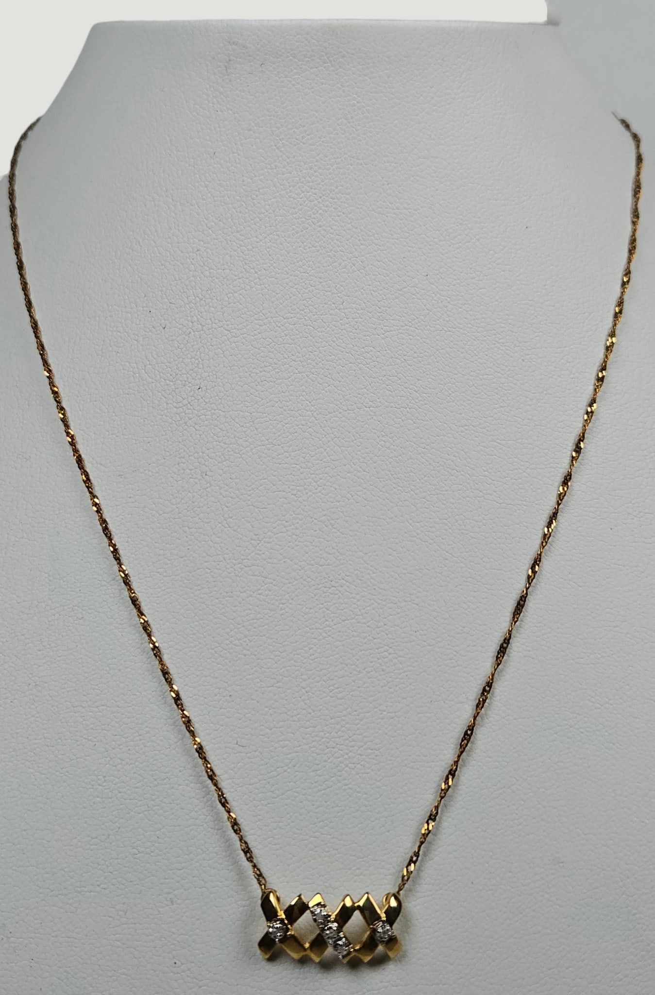 Vintage 14k Yellow Gold & Diamond X Necklace (1 of 3)