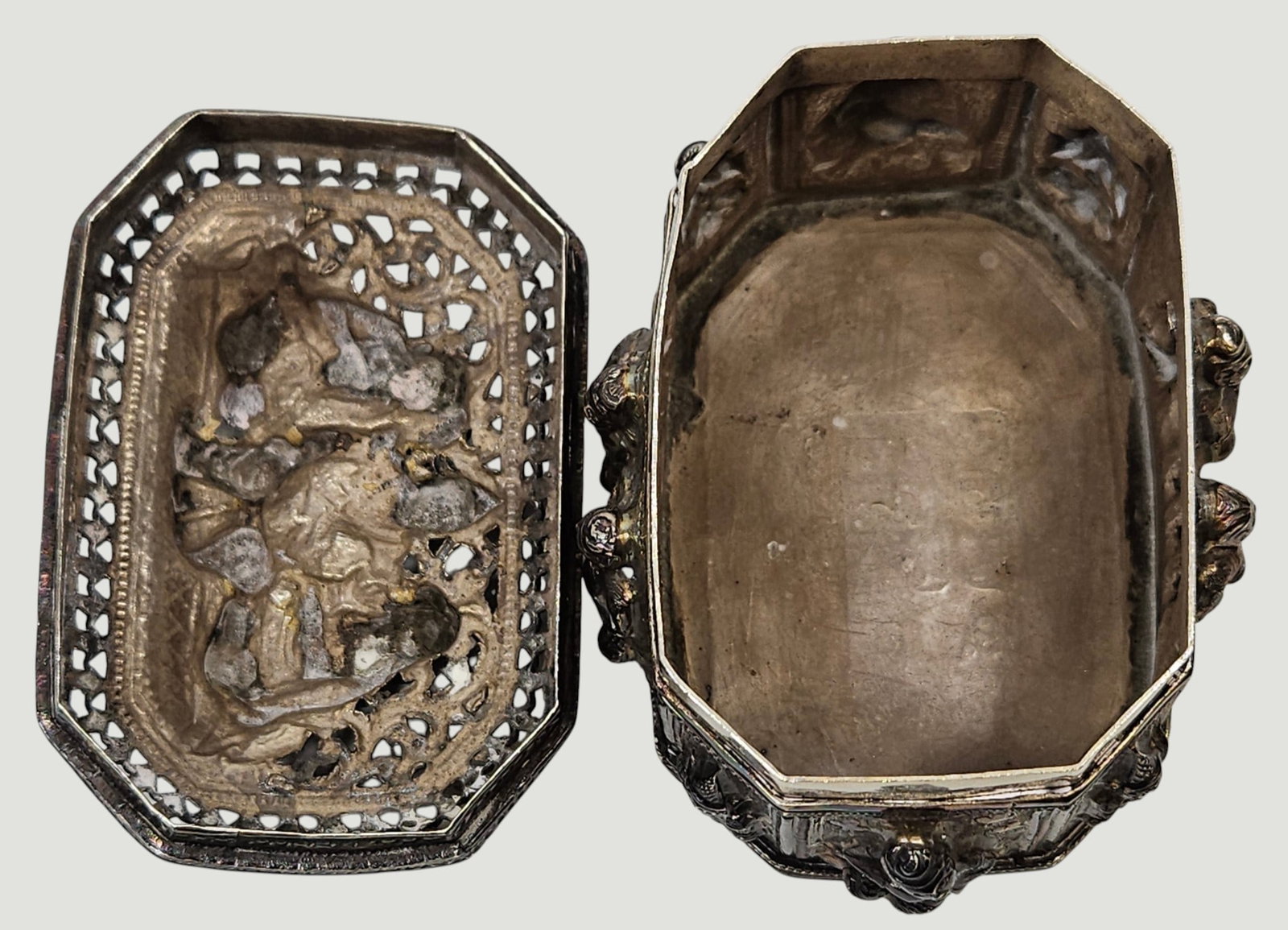 Vintage Burmese Repousse Silver Lidded Box - 7