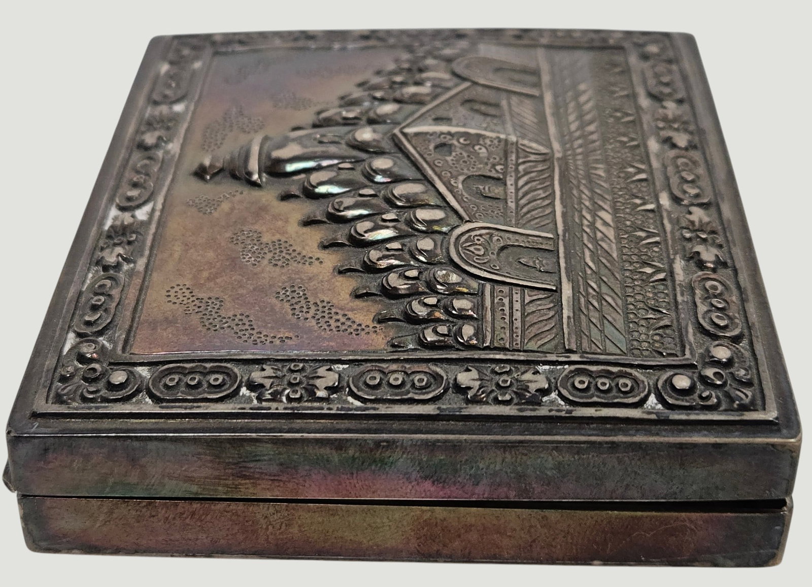 Vintage Burmese Repousse Silver Cigarette Box - 2
