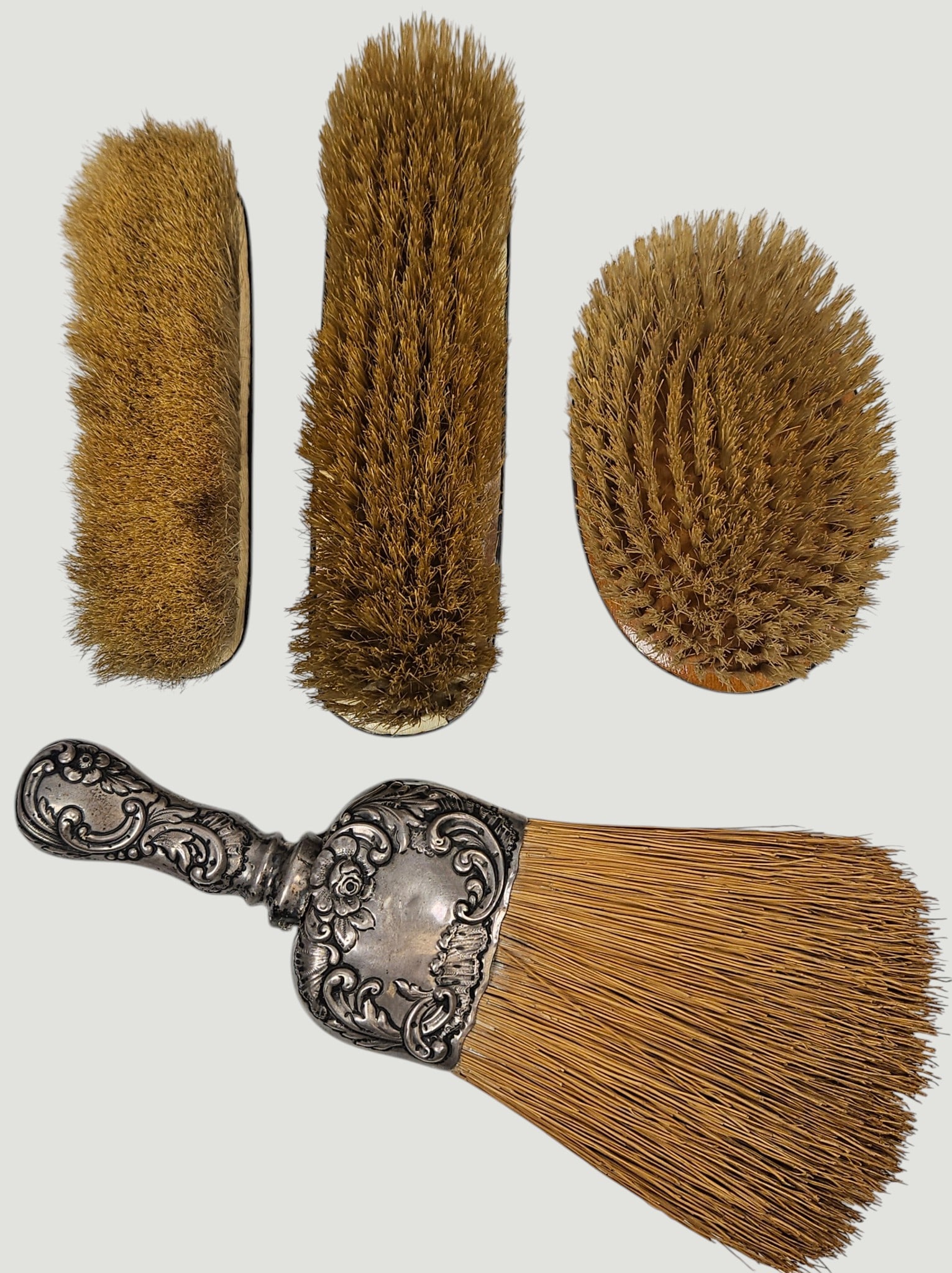 (4) Piece Repousse Sterling Silver Brushes - 5