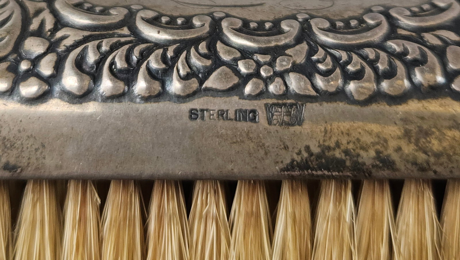 (4) Piece Repousse Sterling Silver Brushes - 7